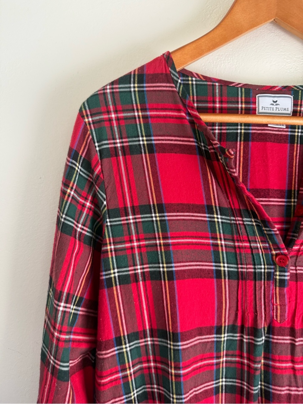 Petite Plume Nightgown, size medium, red plaid - Picture 3 of 9